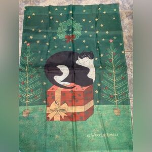 Christmas Warren Kimble black and white cat yard flag 28x40”